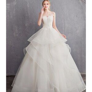 🌸 NWT Strapless Tulle Corset Ballgown Wedding Dress – Floral Lace | Couture